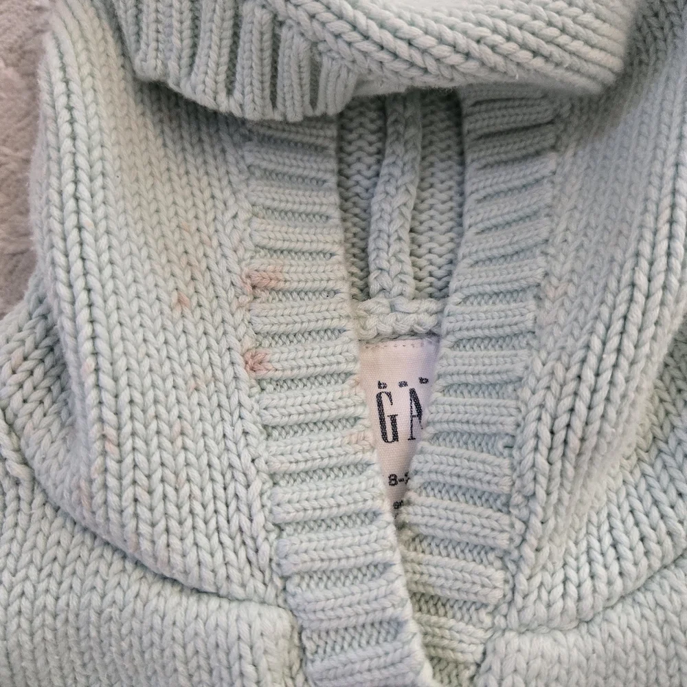 Vintage Y2k Baby Gap Embroidered Knit Hooded Pom Pom Cardigan